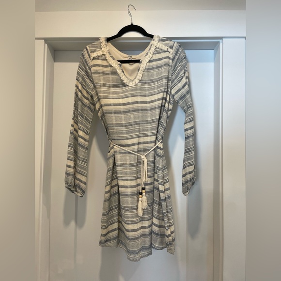 Boho stripped dress with beaded rope tie around waste - Picture 1 of 5